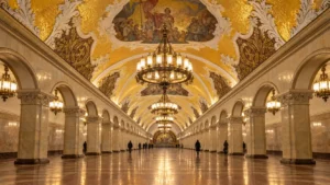 Komsomolskaya Metro Station: Gold Mosaics, Chandeliers and Tips