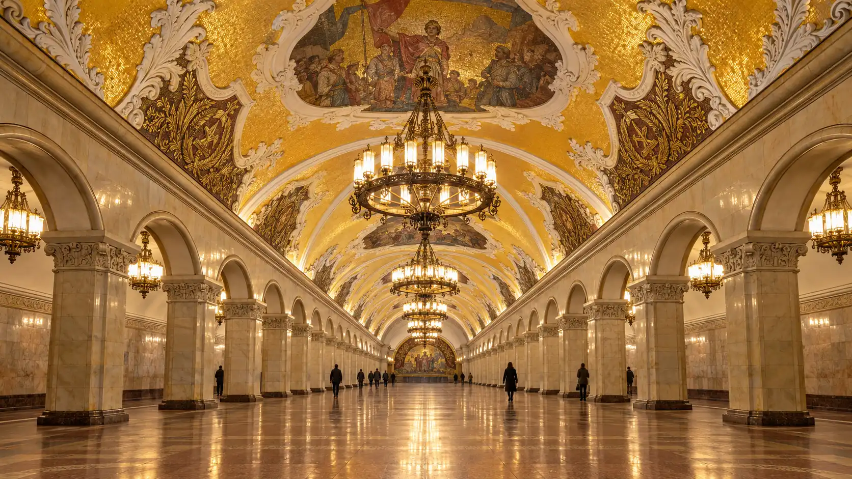 Komsomolskaya Metro Station: Gold Mosaics, Chandeliers and Tips