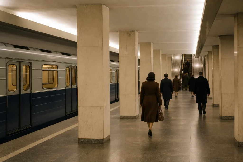 Akademicheskaya Metro Station: Orange Line Hall and Troitskaya Link