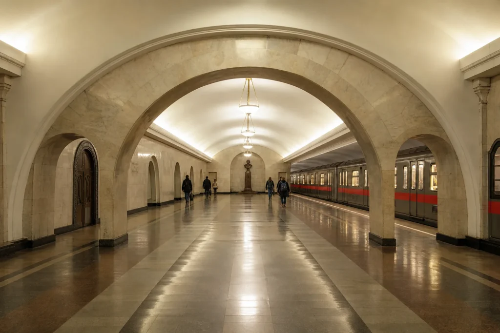 Chistye Prudy Metro Station: 1935 Art Deco Pavilion and Three Lines