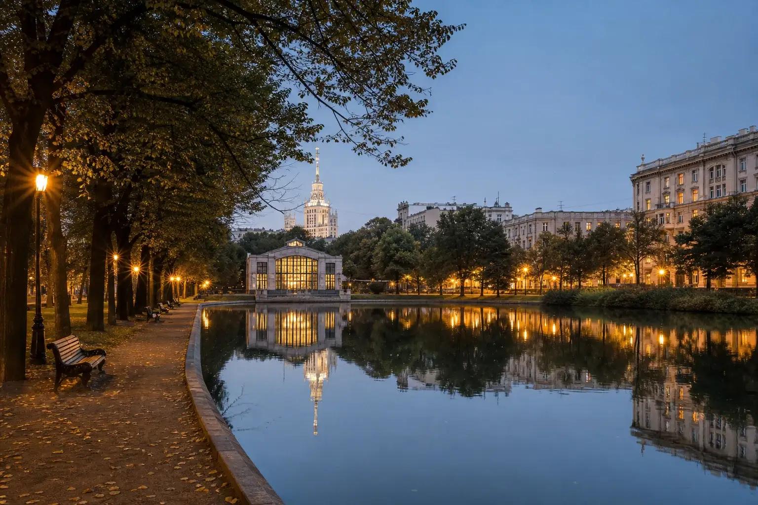 Chistye Prudy: Clean Pond, Boulevard and Menshikov Tower