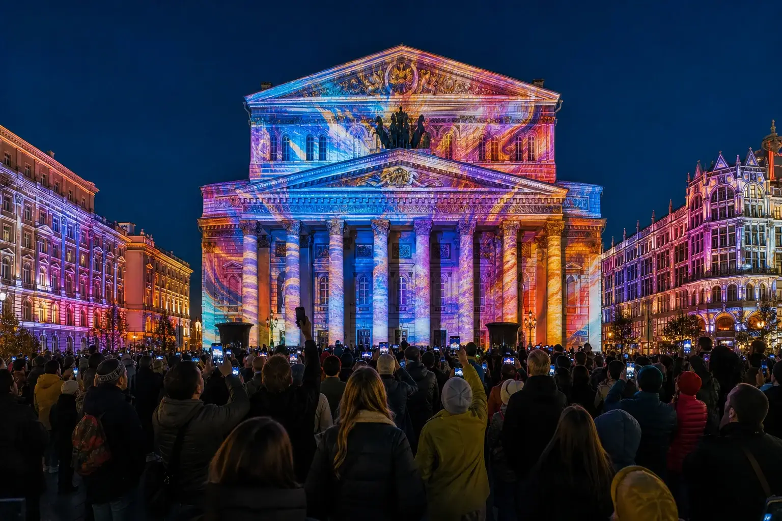 Circle of Light Festival in Moscow: Projection Mapping and Fireworks