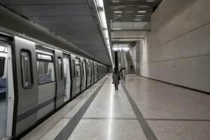 Dmitrovskaya Metro Station: Deep Gray Line Stop Beside the Rail Link