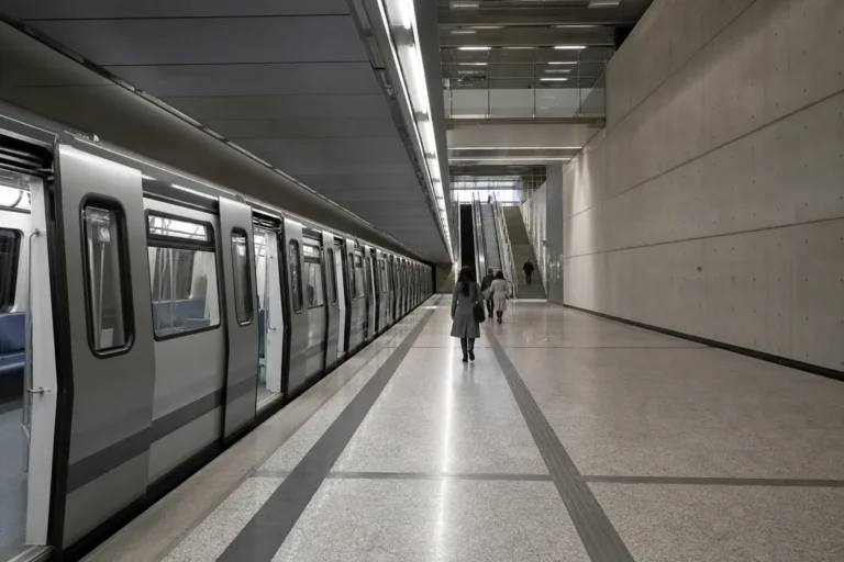 Dmitrovskaya Metro Station: Deep Gray Line Stop Beside the Rail Link