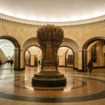 Kurskaya Metro Station: Circle Line Hall, Wheat Sculpture, Hub