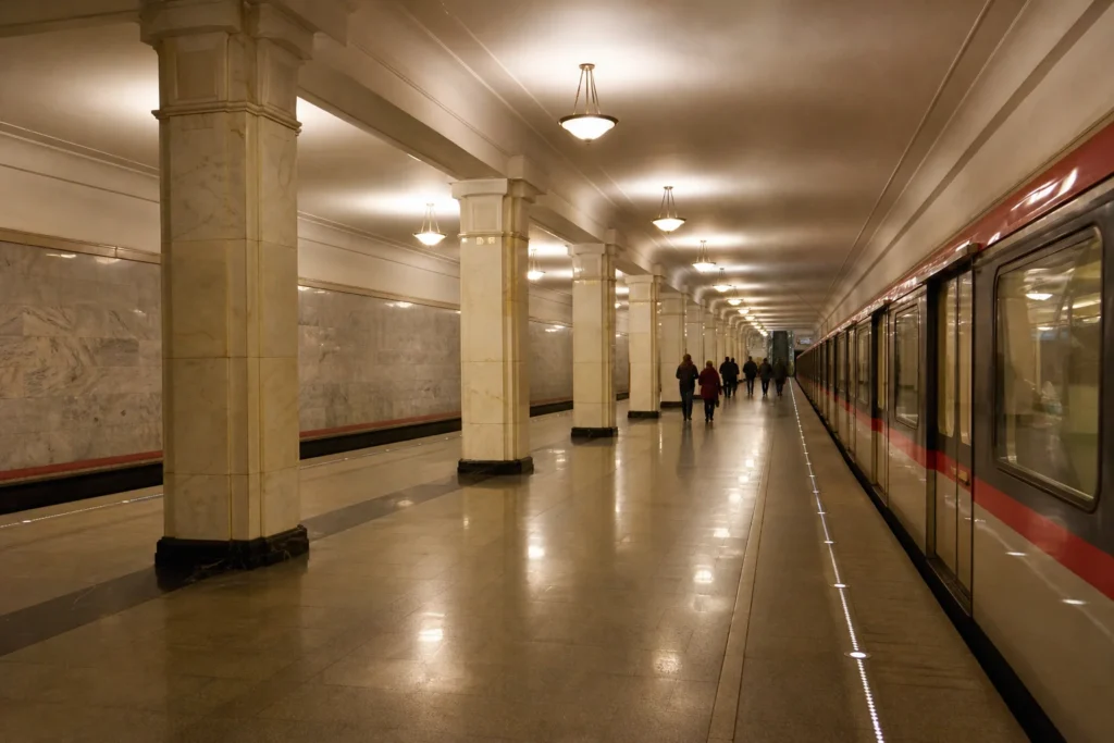 Okhotny Ryad Metro Station: Marble, Marx Mosaic and Teatralnaya Link