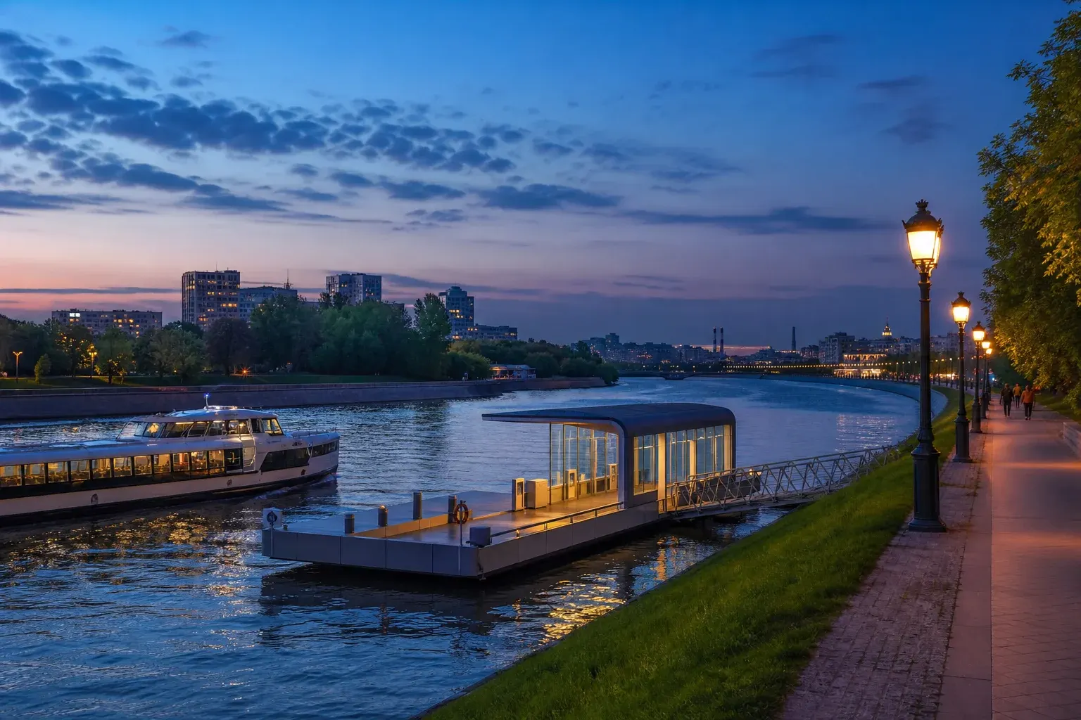 Pechatniki River Pier: Electric Boats, Metro Walk and Park