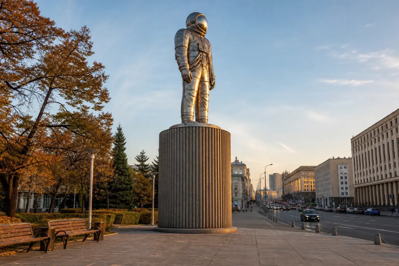 Ploshchad Gagarina MCC Station: Gagarin Monument and Metro Transfer