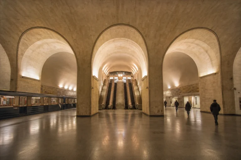 Ploshchad Ilyicha Metro Station: Deep Hall and Lime Line Transfer