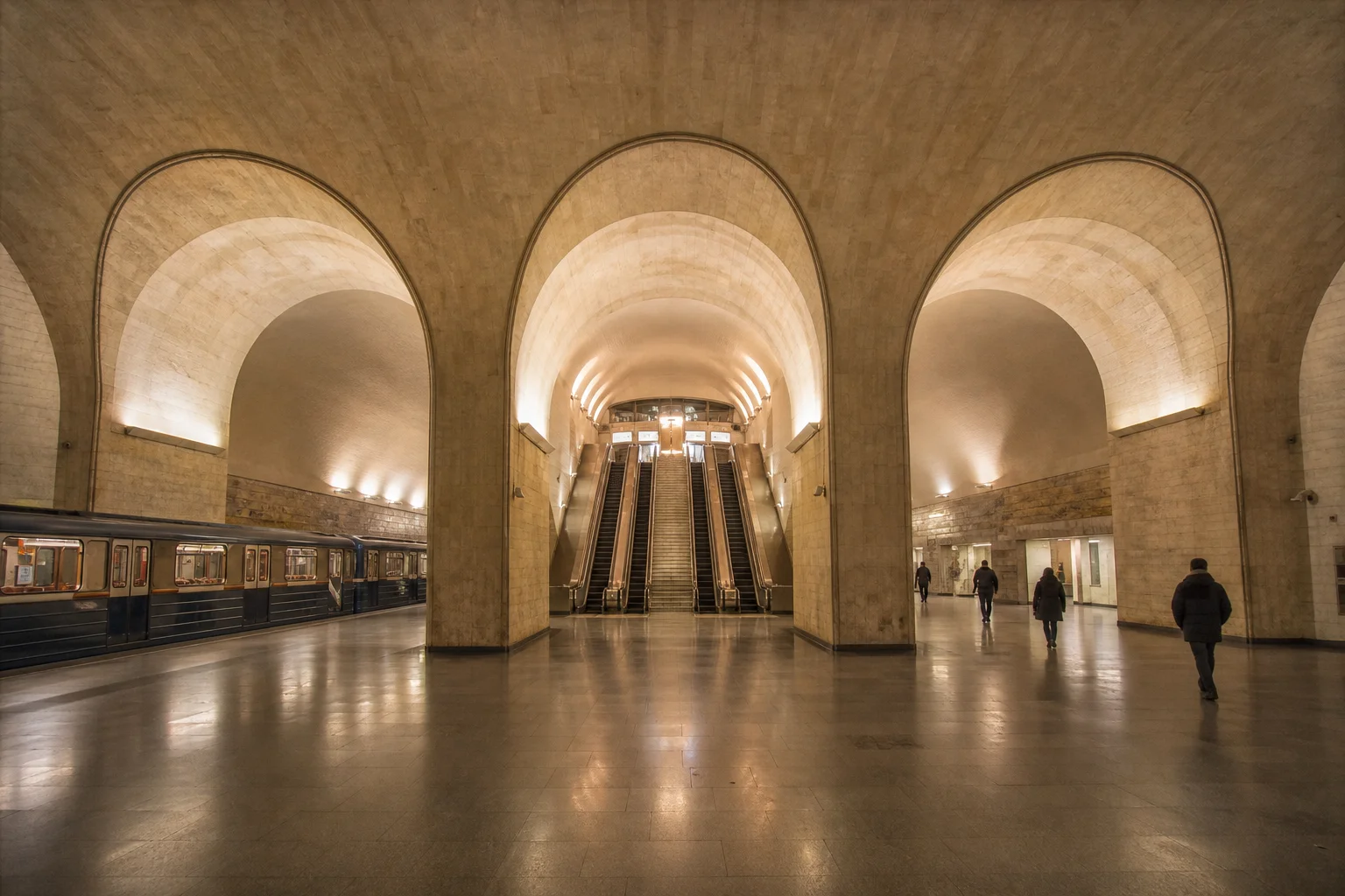 Ploshchad Ilyicha Metro Station: Deep Hall and Lime Line Transfer