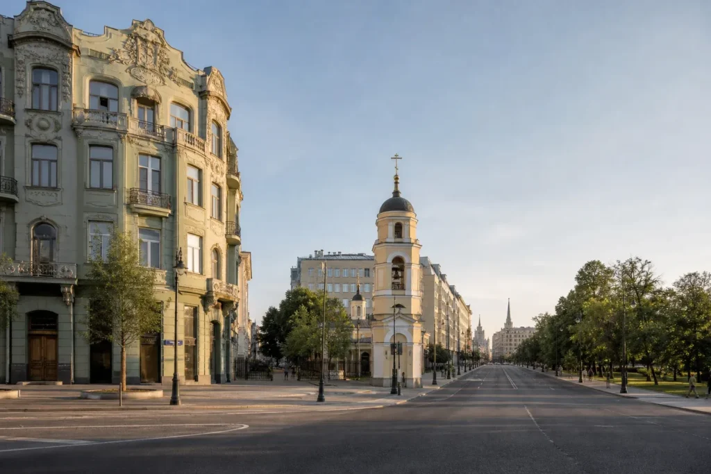 Pokrovka: Pokrovsky Gates, Art Nouveau Houses and Old Churches