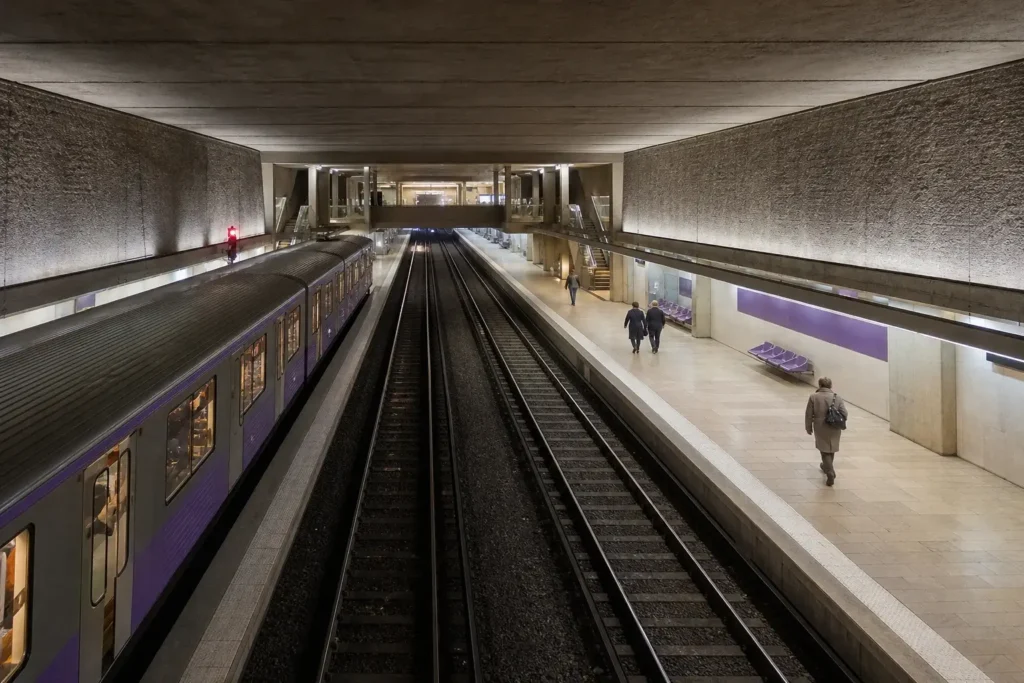 Polezhaevskaya Metro Station: Three-Track Stop with Big Circle Link