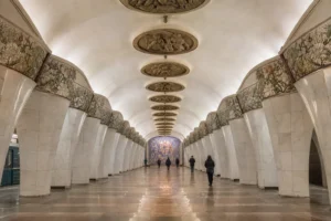 Prospekt Mira Metro Station: White Marble, Smalt Mosaic and Transfers