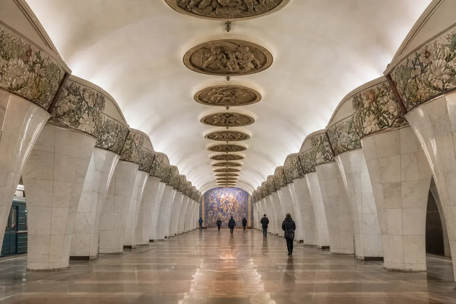 Prospekt Mira Metro Station: White Marble, Smalt Mosaic and Transfers