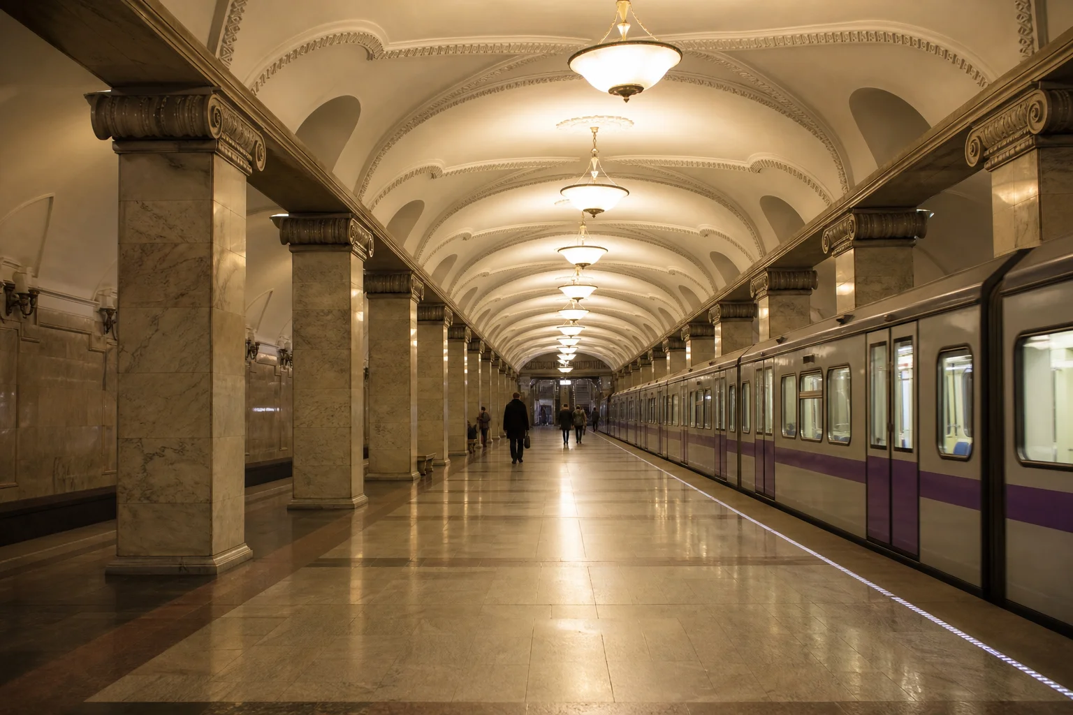 Pushkinskaya Metro Station: Classical Hall and Three-Line Transfer